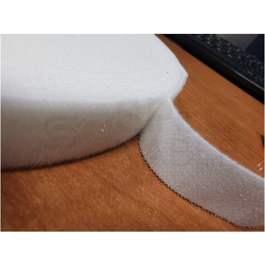 Taśma rzepowa 20mm 25m biała Back To Back do organizacji kabli i przewodów