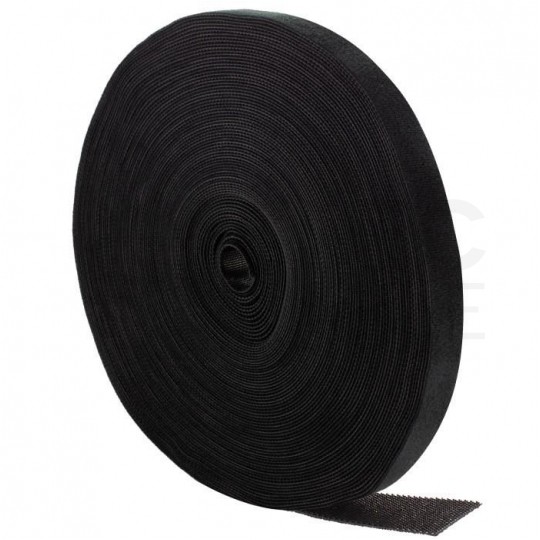 Taśma rzepowa 20mm 25m czarna Back To Back do organizacji kabli i przewodów NEKU