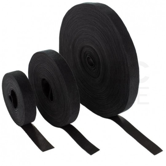 Taśma rzepowa 20mm 25m czarna Back To Back do organizacji kabli i przewodów NEKU