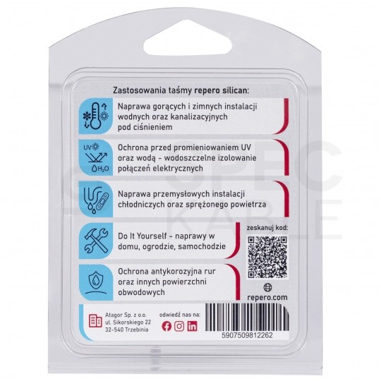 Taśma silikonowa uszczelniająca samowulkanizacyjna 25mm x 3m czarna Repero 747 Silican