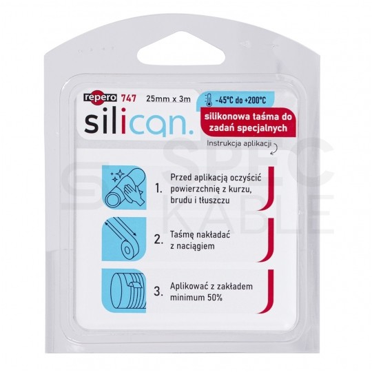 Taśma silikonowa uszczelniająca samowulkanizacyjna 25mm x 3m czarna Repero 747 Silican