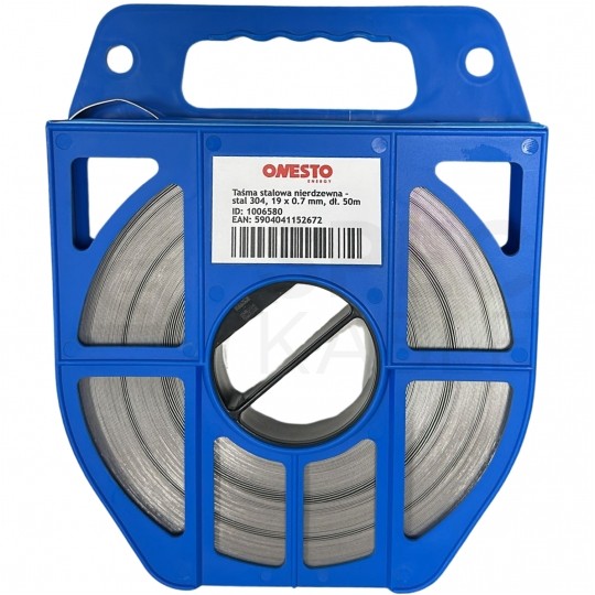 Taśma ze stali nierdzewnej 304 19mm x 0.7mm / 50m do tworzenia opasek mocujących ONESTO