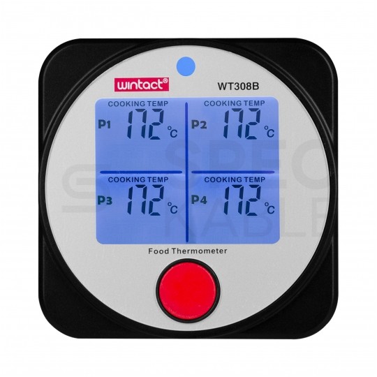 Termometr kuchenny do żywności, mięsa, pieczenia, gotowania [-40 ÷ 300°C] z 2 sondami szpikulcowymi, wyświetlaczem LCD i funkcją Bluetooth WT308B WINTACT