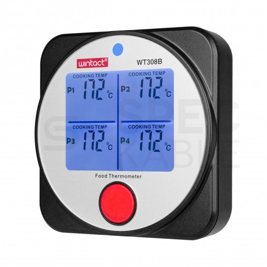 Termometr kuchenny do żywności, mięsa, pieczenia, gotowania [-40 ÷ 300°C] z 2 sondami szpikulcowymi, wyświetlaczem LCD i funkcją Bluetooth WT308B WINTACT