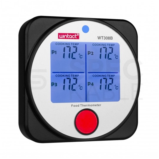 Termometr kuchenny do żywności, mięsa, pieczenia, gotowania [-40 ÷ 300°C] z 2 sondami szpikulcowymi, wyświetlaczem LCD i funkcją Bluetooth WT308B WINTACT