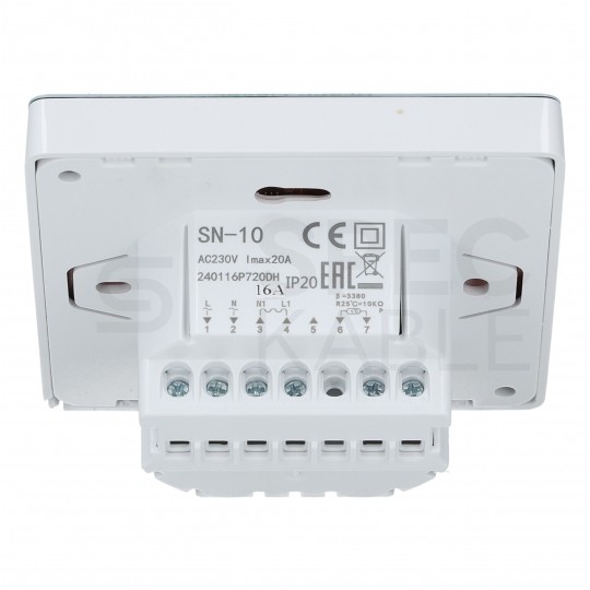 Termostat podłogowy regulator temperatury bezprzewodowy z wyświetlaczem LCD IP20 SN-10 biały GRAND MEYER