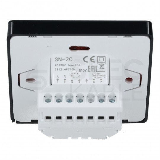 Termostat podłogowy regulator temperatury bezprzewodowy z wyświetlaczem LCD IP20 SN-20 czarny GRAND MEYER