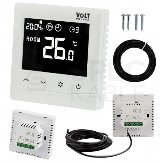 Termostat podłogowy regulator temperatury przewodowy / bezprzewodowy z WiFi i wyświetlaczem LCD IP30 HT-08 VOLT