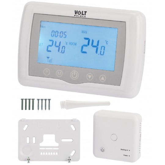Termostat pokojowy regulator temperatury bezprzewodowy z WiFi i wyświetlaczem LCD IP20 Comfort WT-08 VOLT