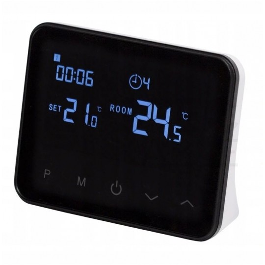 Termostat pokojowy regulator temperatury przewodowy / bezprzewodowy z WiFi i wyświetlaczem LCD IP20 czarny Comfort WT-20 VOLT