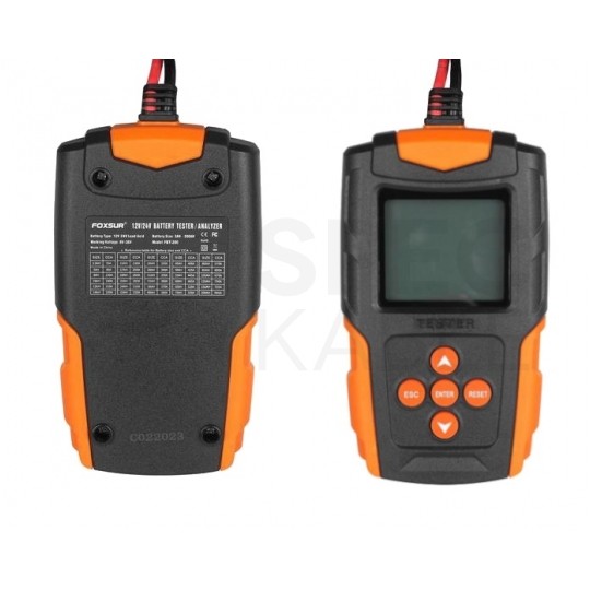 Tester akumulatorów samochodowych cyfrowy 12/24V LCD FOXSUR FBT200