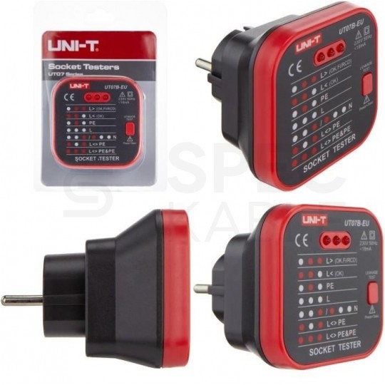 Tester gniazd zasilających 230V 2P+Z i wyłączników RCD UNI-T UT07B-EU