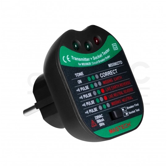 Tester gniazd zasilających 230V 2P+Z i zabezpieczeń MASTECH MS5902RTD