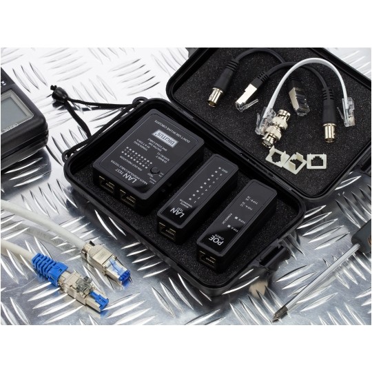 Tester kabli sieciowych LAN RJ45 PoE + BNC z diodami LED DIGITUS