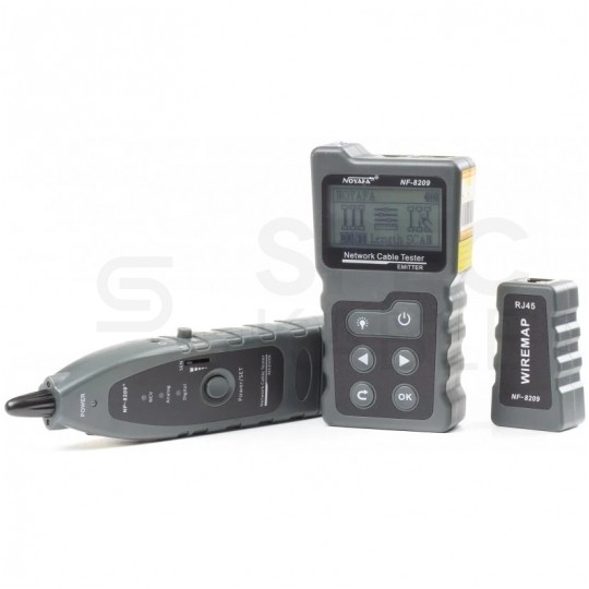 Tester kabli sieciowych LAN RJ45 PoE z pomiarem długości przewodów LCD NF-8209