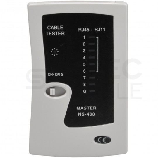 Tester kabli sieciowych LAN RJ45 + RJ12 / RJ11 z diodami LED czarny