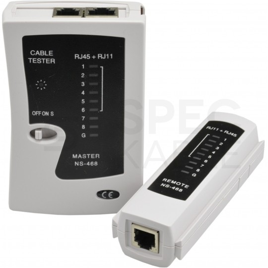 Tester kabli sieciowych LAN RJ45 + RJ12 / RJ11 z diodami LED czarny