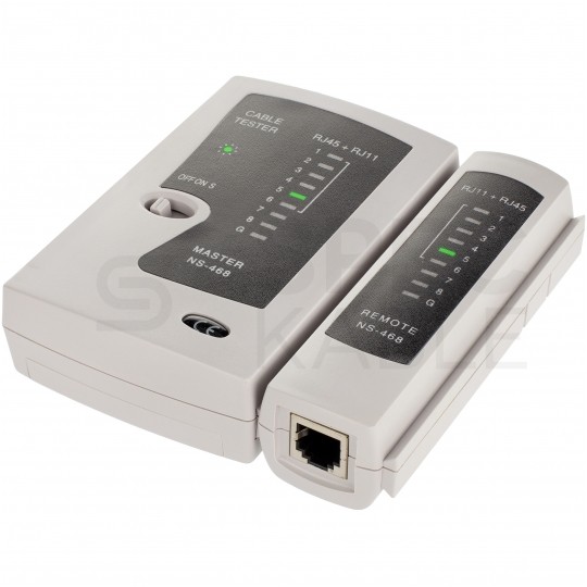 Tester kabli sieciowych LAN RJ45 + RJ12 / RJ11 z diodami LED czarny