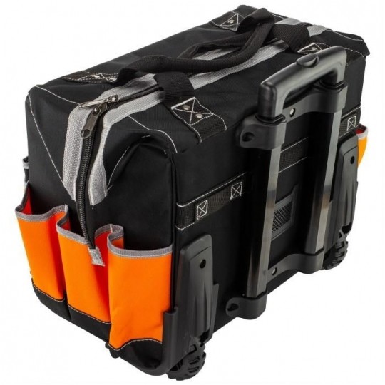 Torba monterska narzędziowa na kółkach ze wzmocnieniem i telekopowym uchwytem 6+11 kieszeni NEO 84-302