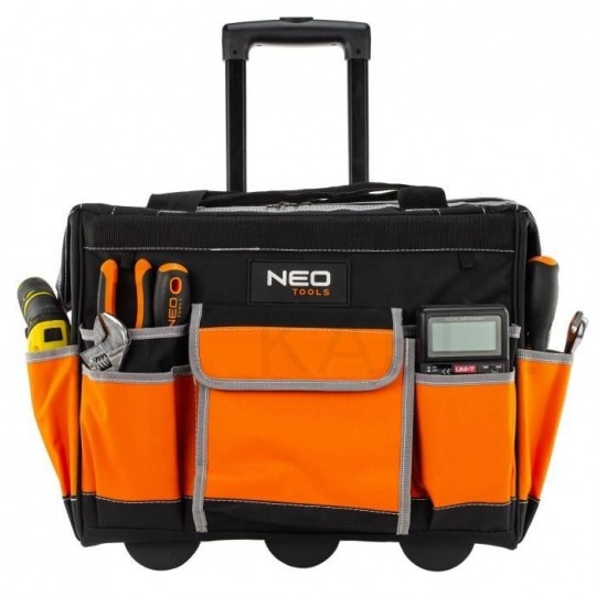Torba monterska narzędziowa na kółkach ze wzmocnieniem i telekopowym uchwytem 6+11 kieszeni NEO 84-302
