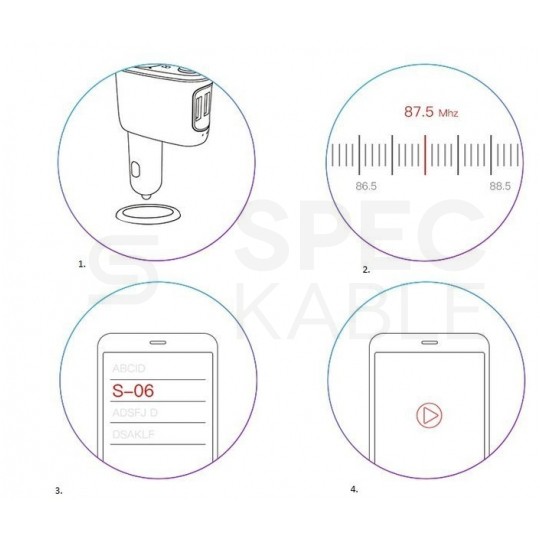 Transmiter radiowy FM Bluetooth z ładowarką USB 3.4A Baseus