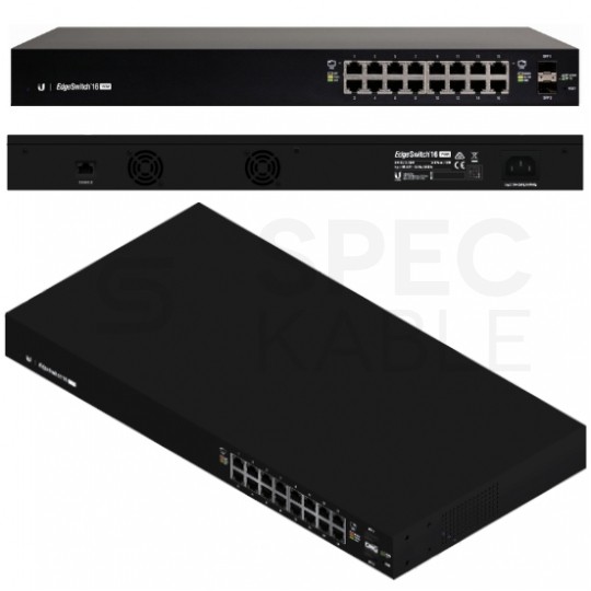 UBIQUITI Edge Switch 19" RACK 16x port RJ45 PoE+ (Gigabit Ethernet) 2x port SFP (1Gb/s) przełącznik zarządzalny