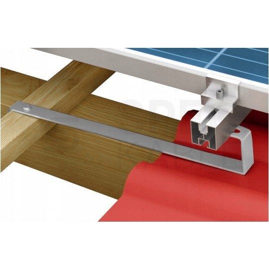 Uchwyt dachówkowy S1R typ "S" regulowany do mocowania szyn montażowych paneli PV na dachach pokrytych dachówką ceramiczną
