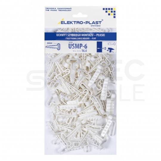 Uchwyt kablowy owalny wbijany USMP-6 do kabli płaskich YDYp (5x4,0-5x6,0) 100szt.