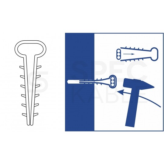Uchwyt kablowy owalny wbijany USP-3 do kabli płaskich YDYp (4x1,5-4x2,5) 100szt.