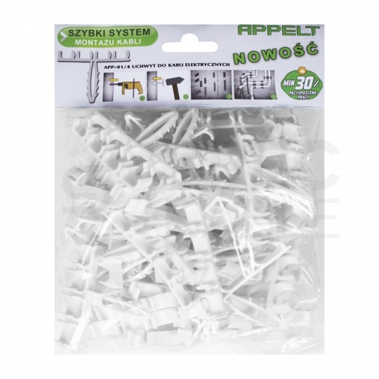 Uchwyt kablowy poczwórny szybki montaż do kabli płaskich (8/12mm) APP-01/4 50szt.