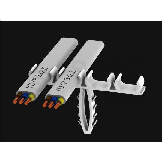 Uchwyt kablowy poczwórny szybki montaż do kabli płaskich (8/12mm) APP-01/4 50szt.