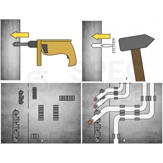 Uchwyt kablowy podwójny szybki montaż do kabli płaskich (8/12mm) APP-01/2 100szt.