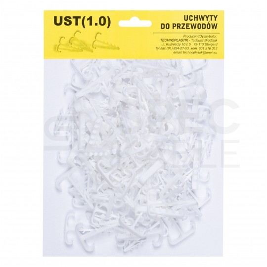 Uchwyt kablowy podwójny typu T wbijany UST-1,0 do kabli płaskich YDYp (2x2,5-3x1,0) 100szt.