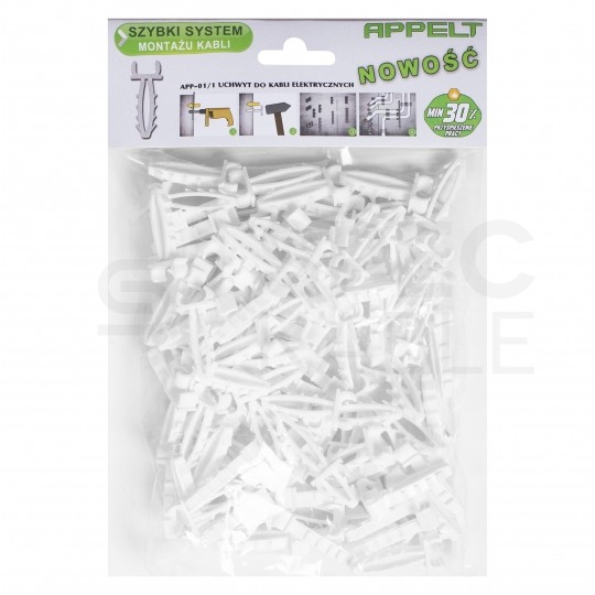Uchwyt kablowy pojedynczy szybki montaż do kabli płaskich (8/12mm) APP-01/1 100szt.