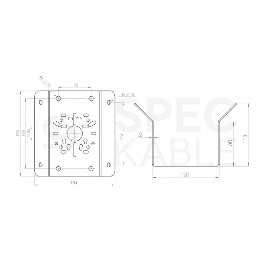 Uchwyt narożny do kamer 184x195x113mm biały