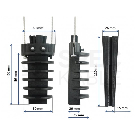 Uchwyt odciągowy dla kabli samonośnych okrągłych (3-7mm) 3,6kN TELCOLINE