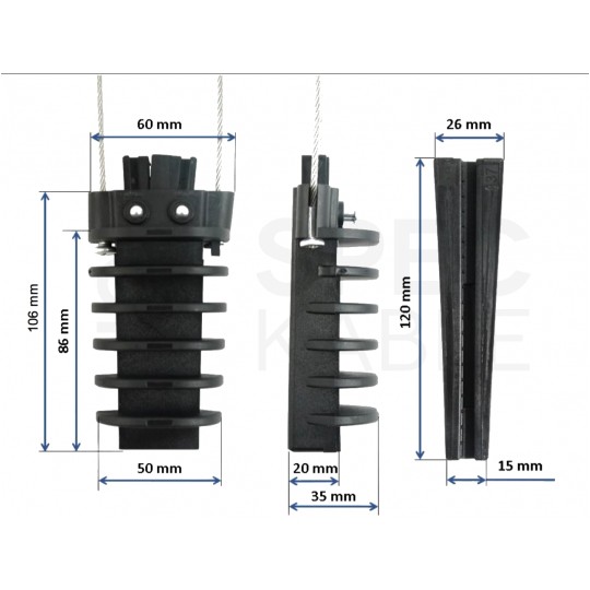Uchwyt odciągowy dla kabli samonośnych okrągłych (6-9mm) 3,6kN TELCOLINE