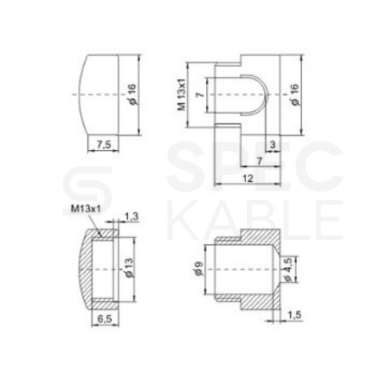 Uchwyt ozdobny do kabla ścienny sufitowy mosiężny czarny fi: 16mm ALKRI