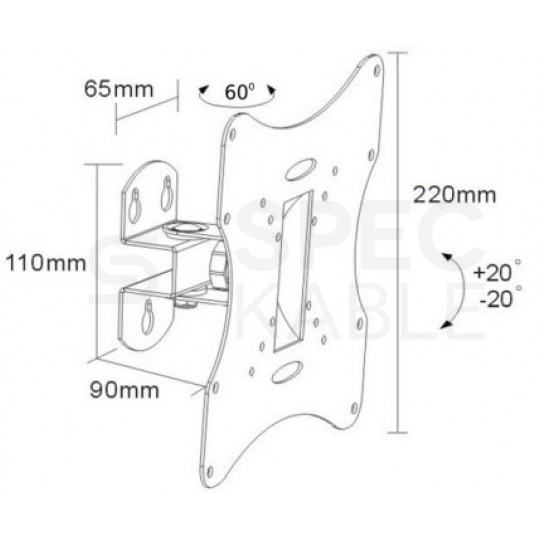 Uchwyt ścienny do telewizora TV, monitora 23-42 cali 30kg uniwersalny czarny VESA MC-501A B