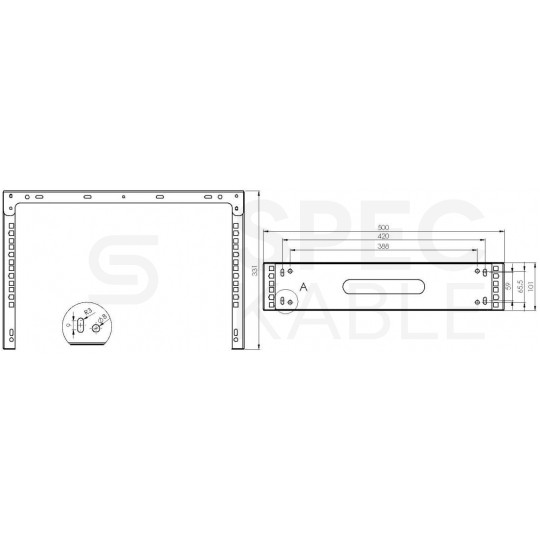 Uchwyt ścienny do urządzeń RACK 19" 2U 330mm czarny