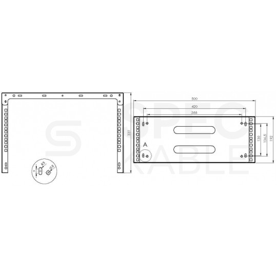 Uchwyt ścienny do urządzeń RACK 19" 4U 330mm czarny
