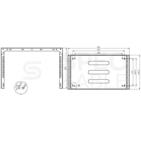 Uchwyt ścienny do urządzeń RACK 19" 6U 330mm czarny