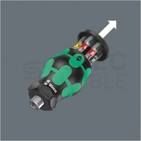 Uchwyt z magazynkiem Stubby + 6 bitów 1/4" 2 WERA