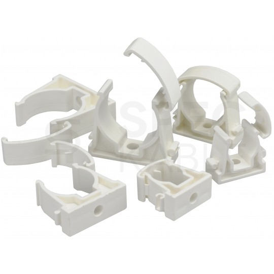 Uchwyt zamykany UZ-18 biały do rur elektroinstalacyjnych gładkich RLm-18 i peszli PUDEŁKO 100szt.