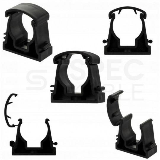 Uchwyt zamykany UZ-20 czarny do rur elektroinstalacyjnych gładkich RLm-20 i peszli PUDEŁKO 100szt.