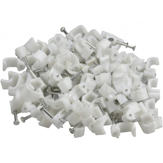 Uchwyty kablowe z gwoździem KLIP / FLOP 10x6mm białe do kabli płaskich YDYp 100szt.