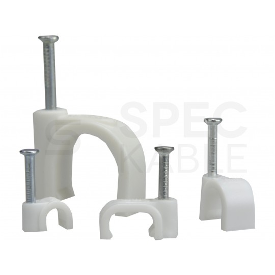 Uchwyty kablowe z gwoździem KLIP / FLOP 12x6mm białe do kabli płaskich YDYp 100szt.