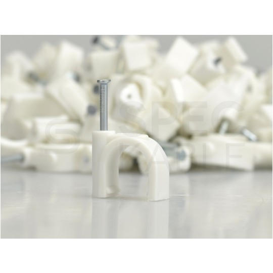 Uchwyty kablowe z gwoździem KLIP / FLOP 16mm białe do kabli i przewodów okrągłych 100szt.