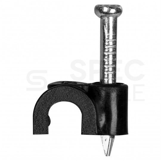 Uchwyty kablowe z gwoździem KLIP / FLOP 4mm czarne do kabli i przewodów okrągłych PAWBOL 100szt