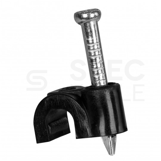 Uchwyty kablowe z gwoździem KLIP / FLOP 4mm czarne do kabli i przewodów okrągłych PAWBOL 100szt